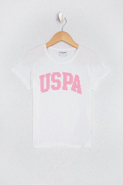 U.S. Polo Assn. تي شيرت بناتي أبيض