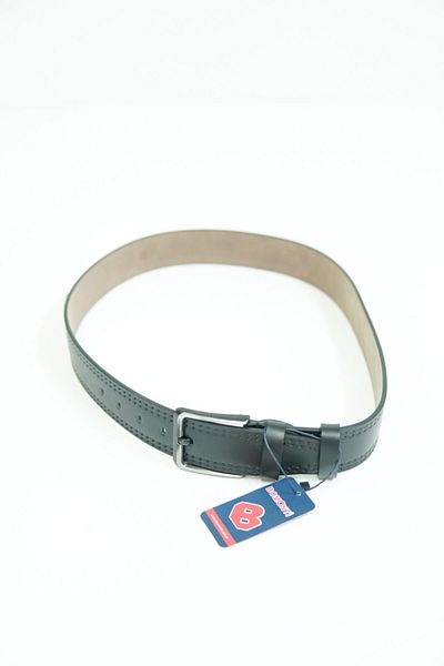Bomonti Men's Black Double Stitch Printed Faux Belt 4x130 cm