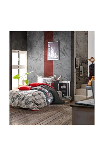 Cotton Box Σετ Νεανικής Μονής Παπλωματοθήκης με Ελαστικό Σεντόνι Rock Red