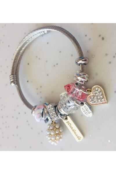 Ankı Stylish Bracelet with Heart and Pearl Detail Charm