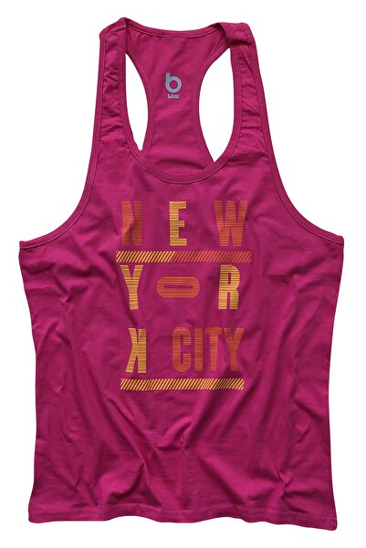 BLUU Kadın Fuşya Fitness Gym Tank Top Sporcu Atleti Newyorkcity