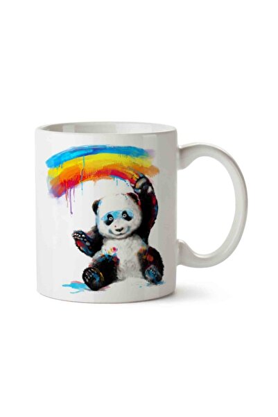ART HEDİYE Panda Rainbow Two Sides Printed Mug Cup.Jpg