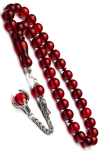 OTTOTESBİH Червоний 925 проба срібний чотки з бахромою і орлиними кігтями - кулястий зріз