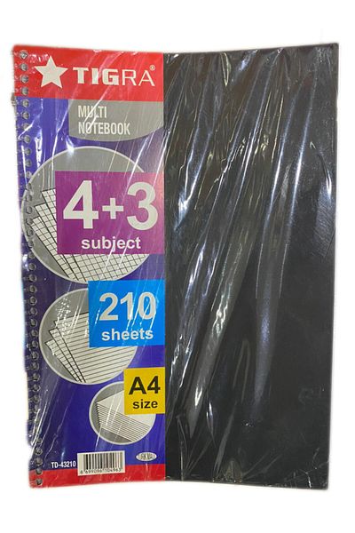 Tigra Caiet negru de 210 Yp cu 4+3 compartimente