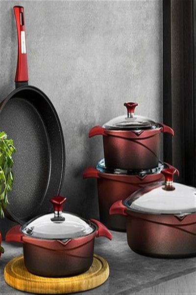 Aryıldız Red Gusto Flipper Cast Pot Set 9 Pieces