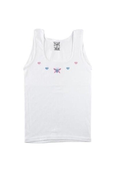 Tutku Kız Çocuk Beyaz 6 Lı Atlet 3-4 Yaş Geniş Askılı Işlemeli Fanila