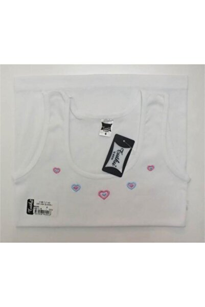 Tutku Kız Çocuk Beyaz 6 Lı Atlet 3-4 Yaş Geniş Askılı Işlemeli Fanila