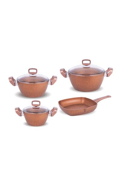 FMS Bakır 7 Parça Granit Tencere Seti G-5014