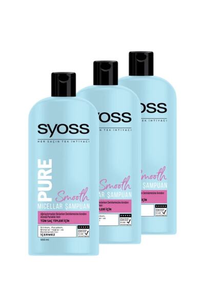 Syoss Pure Smooth Micellar Şampuan 550 ml x 3 Adet