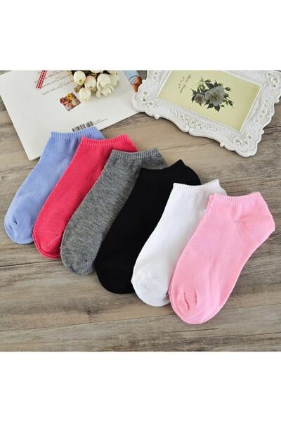 çorapmanya 6 Çift Koton Ekonomik Karışık Renk Kadın Patik Çorap