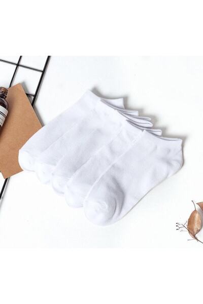 çorapmanya 5 Çift Modal Beyaz Erkek Patik Çorap Bilek Boy