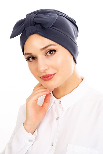 LadyColor بونيه نسائي بفيونكة باللون الأزرق الداكن