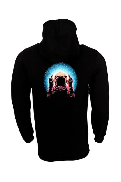 Raf Coll Unisex crna astronautska majica sa kapuljačom