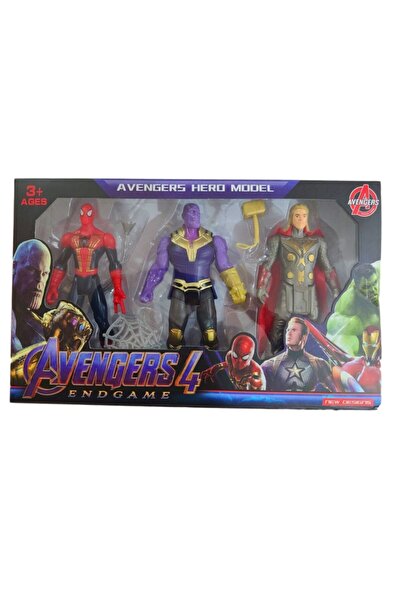 Cango Oyuncak Süper Kahramanlar 3lü Figür Karakter Seti Örümcek Adam Thanos T...