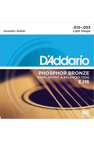 Daddario Ej16 مجموعة الأسلاك الصوتية الخفيفة (.012)