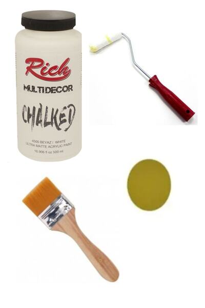 Rich Multi Decor Chalked Akrilik Boya 500 Cc. Beyaz Rulo Set