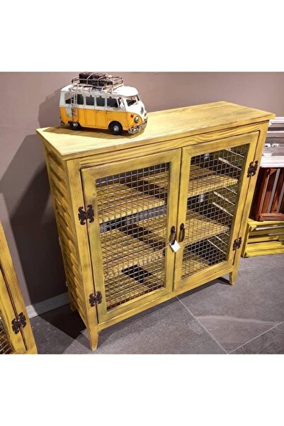 Le Atölye Çift Kapaklı Çok Amaçlı Kiler Dolap Sarı