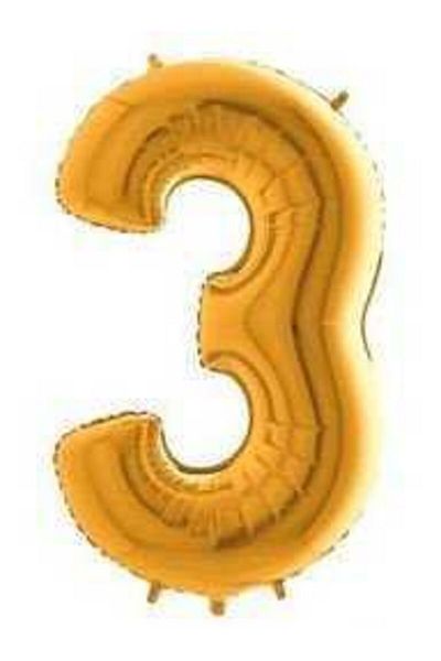 Deniz Party Store Gold Foil Balloon (3) Three Numbers 36 - 40 cm
