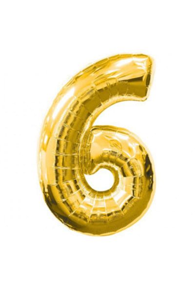 Deniz Party Store Gold Foil Balloon (6) Six Numbers 36 - 40 cm