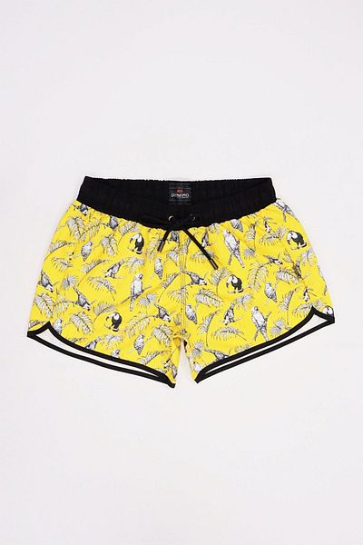 DYNAMO Damen-Meeresshorts mit gelbem Blattmuster R4