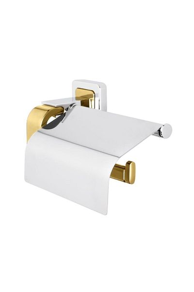 Tema Gold Colored Toilet Paper Holder with Lid - Bathroom Local Series 71509-1