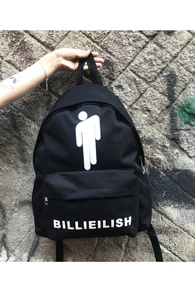 Köstebek Unisex Black White Print Backpack σε Billie Eilish