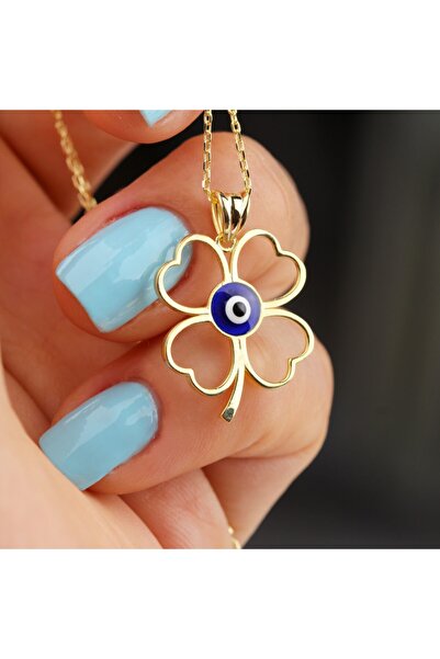 Glorria Gümüş Nazar Yonca Kolye