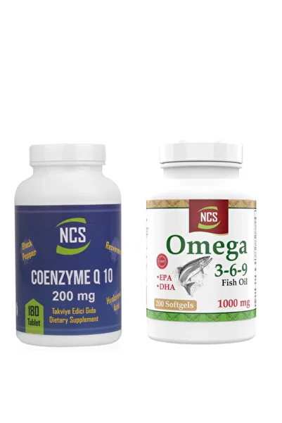 NCS Coenzyme Q10 and Omega 3 6 9 1000 Mg 200 Capsules - 200 Mg 180 Tablets