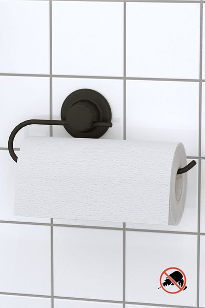 Teknotel Black Delme Screw No Drill! Vacuum Paper Towel Holder Matte Dm240