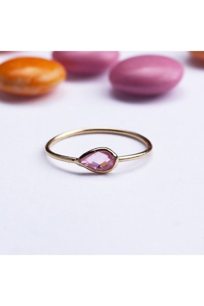 Glorria Altın Pembe Taşlı Yüzük