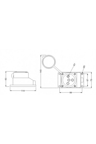Bemis مقبس مطاطي IP44 25a حائط 3p+e