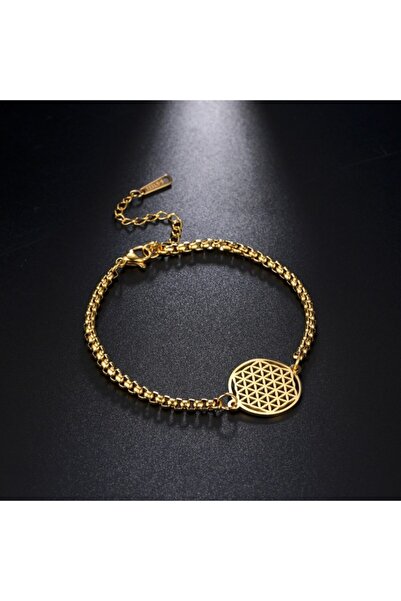 Sihirli Titreşimler Yaşam Çiçeği Kutsal Geometri Altın Sarısı Paslanmaz Çelik...