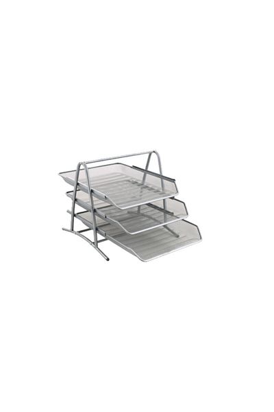 Globox A4 (3 Pieces) Perforated Metal Document Shelf Gray 6259