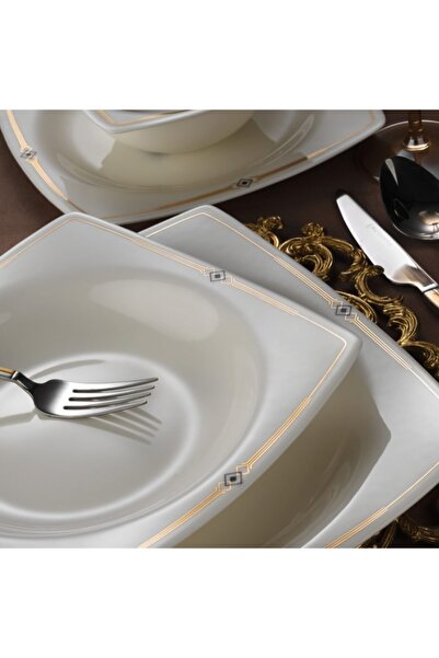 Kütahya Porselen Krem Bone Mare 62 Parça Yemek Takımı 1060521 Dekor