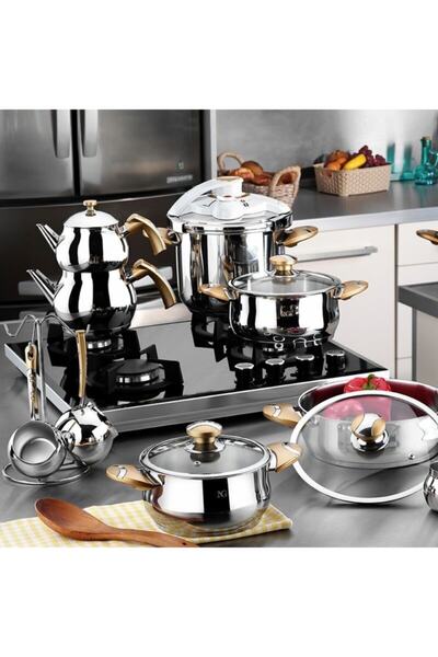 Kütahya Porselen Porselen 18 Parça Çelik Çeyiz Takımı Set Gold