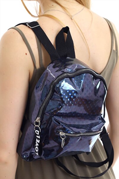 Deafox Women's Navy Blue Hologram Surface Bag