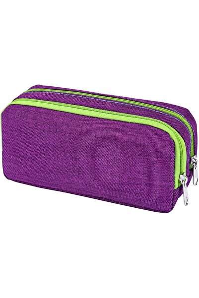 Brons Kalem Çantası Kutusu Kalemlik 2 Gözlü Br-3102 Mor