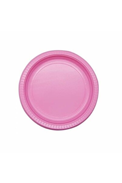 Roll-Up Düz Pembe Plastik Tabak 25'li