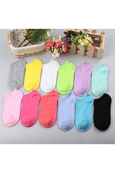 çorapmanya 8 Çift Koton Ekonomik Çok Renkli Renk Kadın Patik Çorap