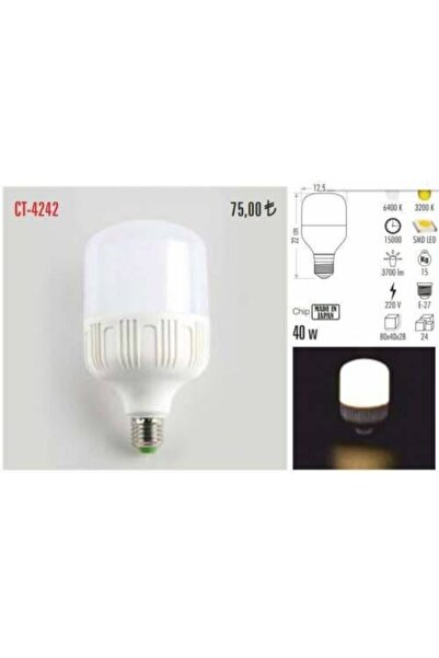Cata Ct-4242 E27 Duylu 40 Watt Yüksek Wat Led Tasarruflu Ampul Kırk Watt Beyaz , Gün Işığı
