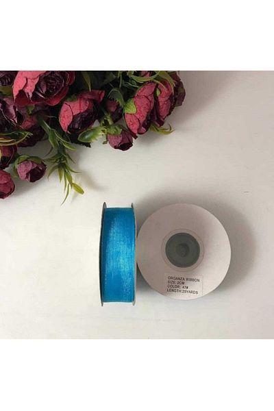 Nazar 2 Cm 25 Metri Panglică Organza Albastră Ornament Magnet pentru Bebeluş, Nuntă, Zi de Naştere, Ornamente Hobby - Panglică