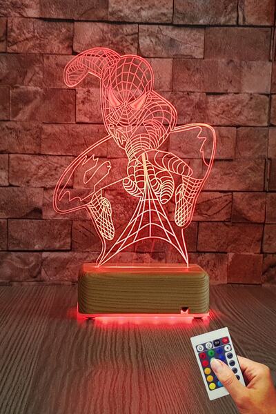 Vipyol Örümcek Adam3d Led Gece Lambası 16 Renk Spiderman Doğumgünü Hediyesi