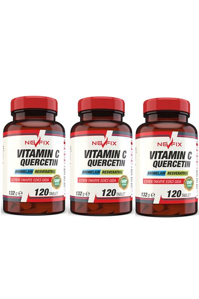 Nevfix Vitamin C Bromelian Quercetin 120 Tablets X 3 Boxes 360 Tablets