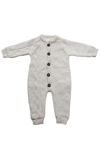 Puppis Baby Unisex Baby Cream Combed Lined Knitwear Jumpsuit