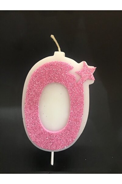 Deniz Party Store Pembe Renk Simli Eva Kaplı Yıldız Detaylı 0 Sıfır Yaş Rakam...