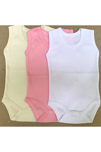 bebedino Baby Girl White 3-Piece Bodysuit with Snap Fastener Strap