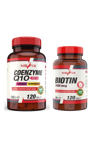 Nevfix Coenzyme 200 Mg 120 Tablets Biotin 5000 Mcg 120 Tablets