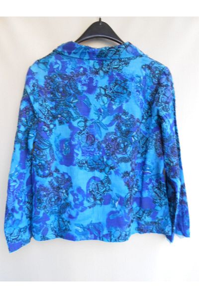 Chicos Women's Blue Authentic Cotton Floral Jacket
