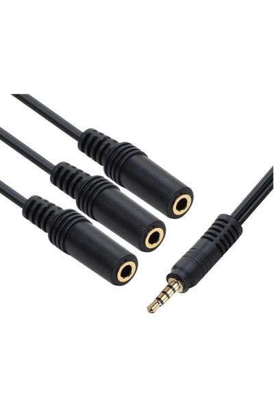 Alfais 4300 Kulaklık Mikrofon Çoklayıcı 3 Port 3.5mm Splitter Çevirici Dönüştürücü Adaptör