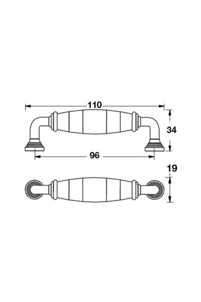 Hafele Vermont Handle Antique Bronze 96mm Porcelain Handle Cabinet Handle